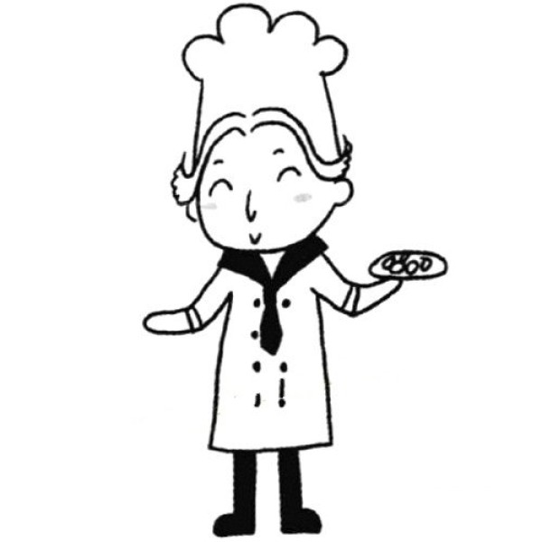 Grasp the characteristics of the character and draw a chef in simple strokes