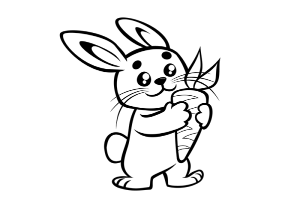 Simple drawing picture of rabbit holding carrot