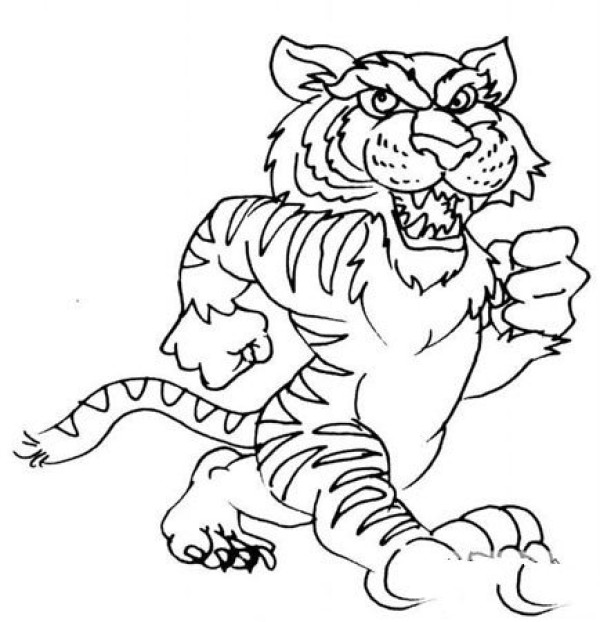 Simple drawing of little flower escaping from the tigers mouth