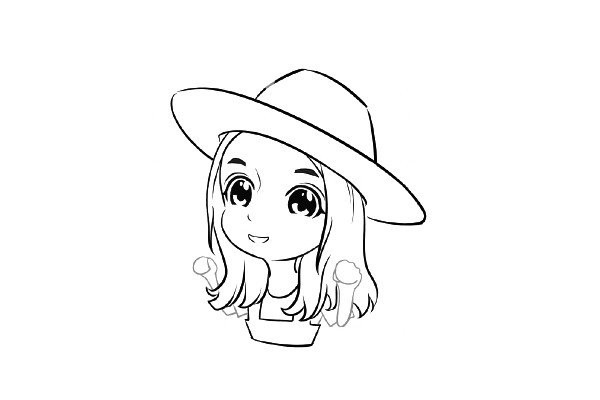 Cute cartoon sweetheart wearing red hat