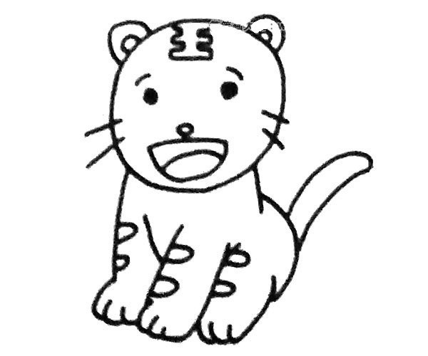 A set of cute tiger simple drawing pictures