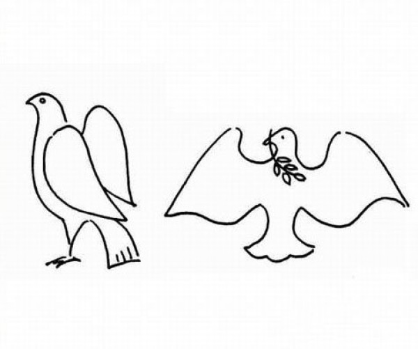 Simple animal drawings for children, peace dove