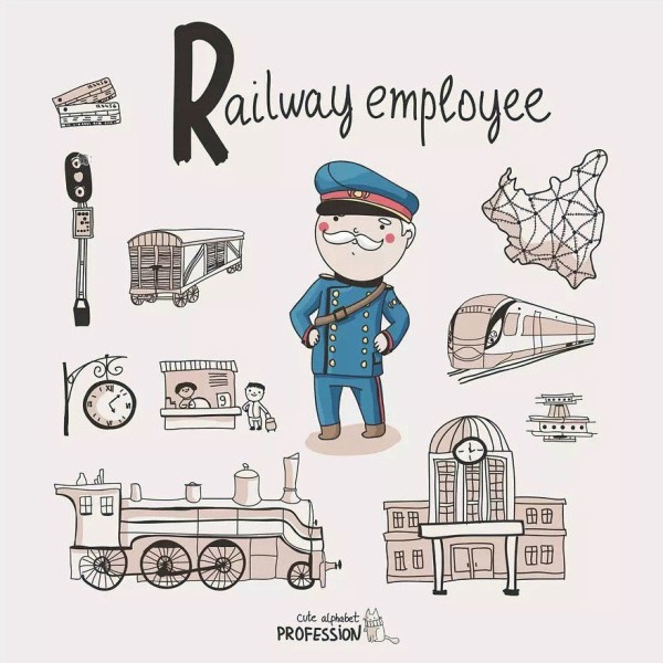 Simple drawing of train conductor