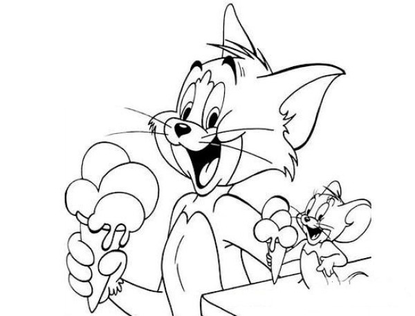 Cartoon cat and mouse simple drawing picture