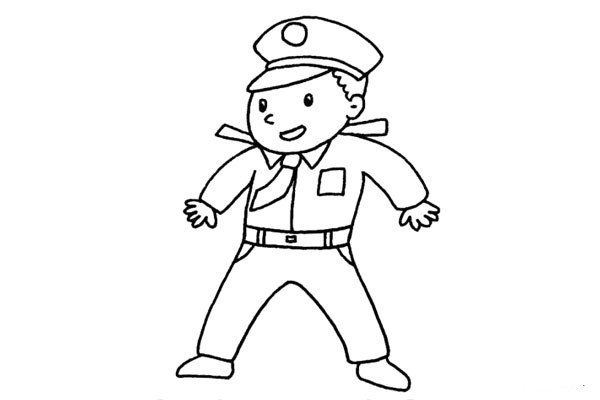 How to draw a police uncle with simple strokes