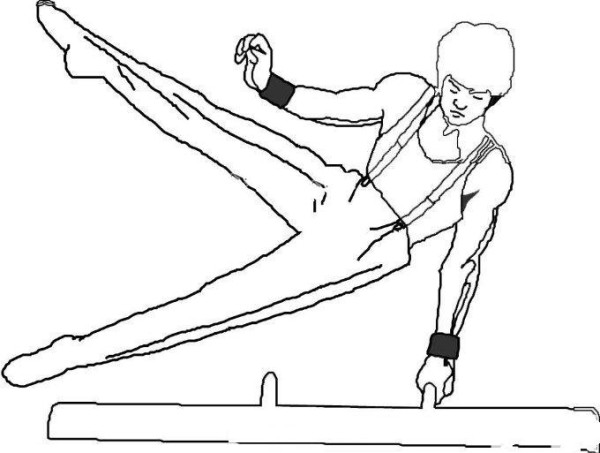 Competitive gymnastics pommel horse simple drawing picture