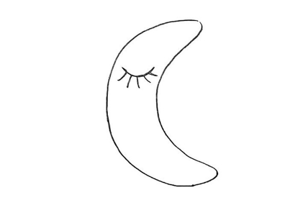 Draw a cute cartoon moon with simple strokes