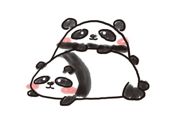 A set of cute simple drawing pictures of giant pandas