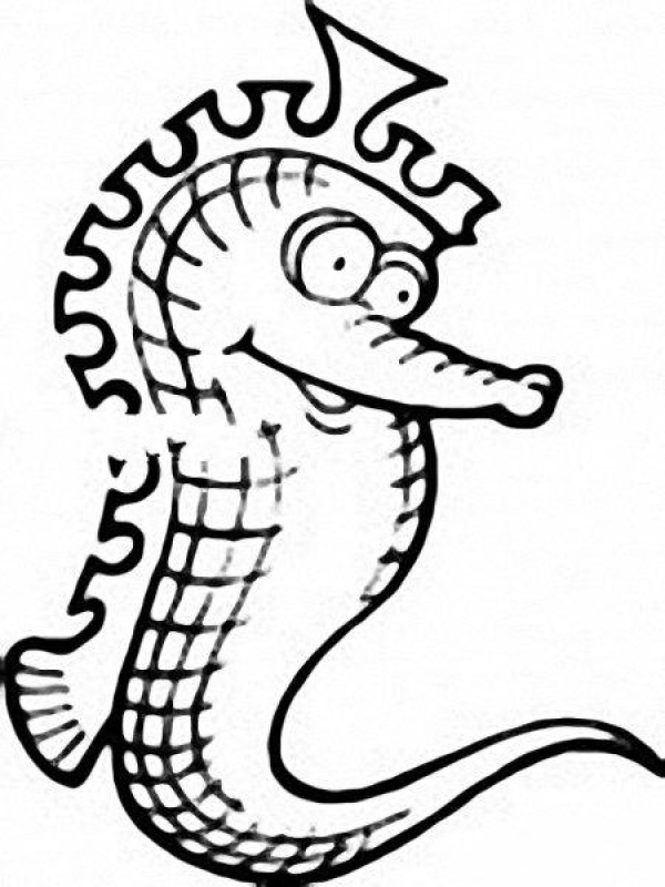 Cartoon seahorse simple strokes