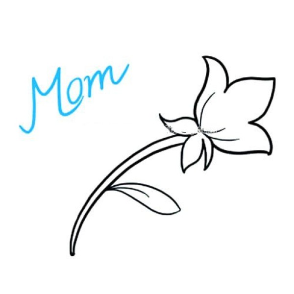 I love you mom, simple drawing of flowers for Mothers Day