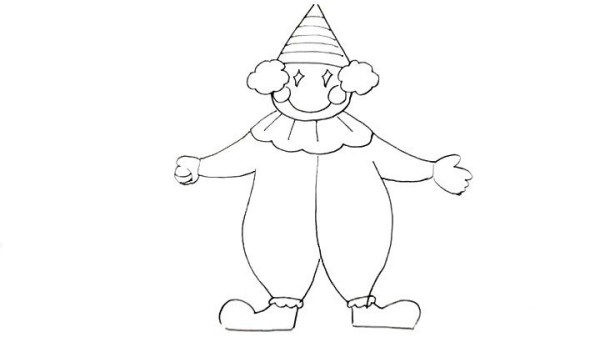 Draw a simple drawing of a circus clown