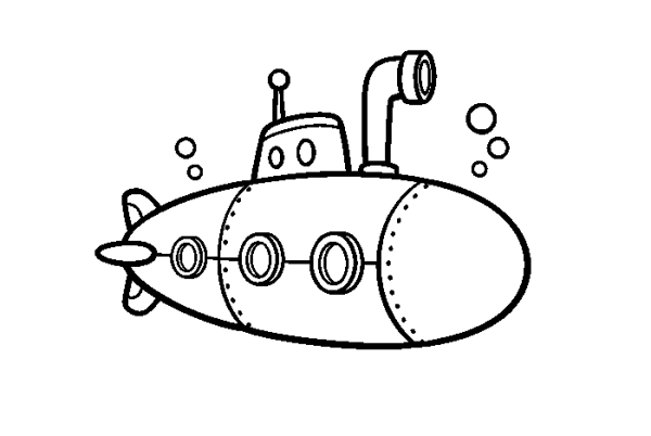 6 simple drawings of cartoon submarines