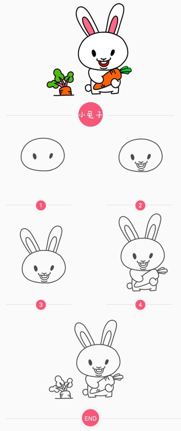 How to draw a little rabbit with simple strokes