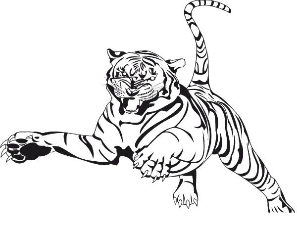 Simple drawing of a tiger hunting