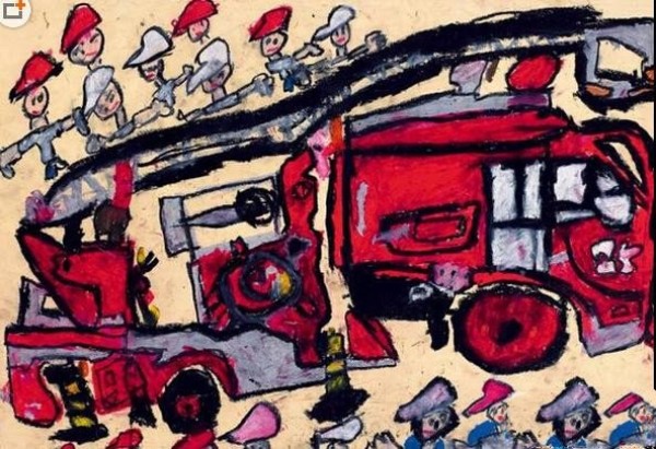 Foreign award-winning childrens painting-brave firefighter