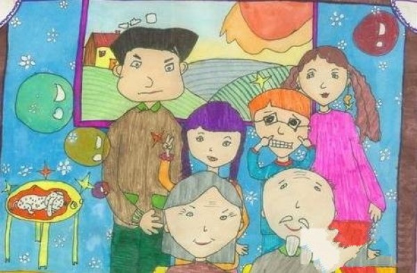 Childrens drawing of my family portrait