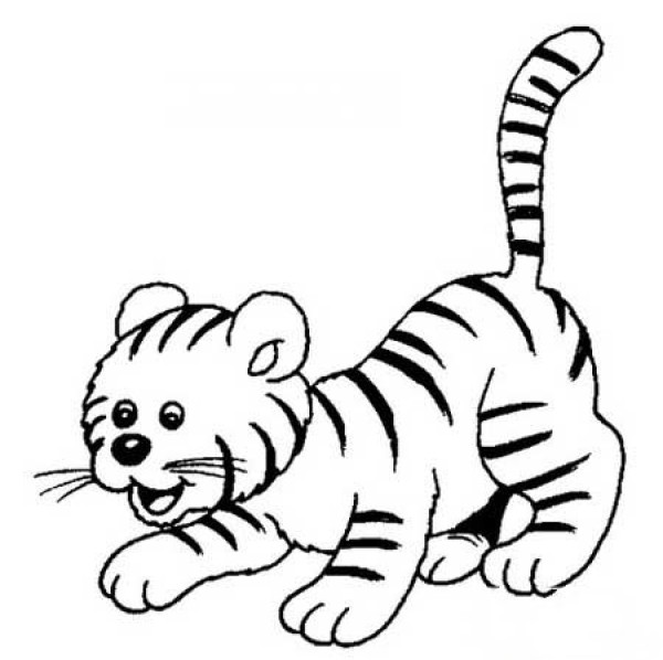 4 simple drawings of cute little tigers