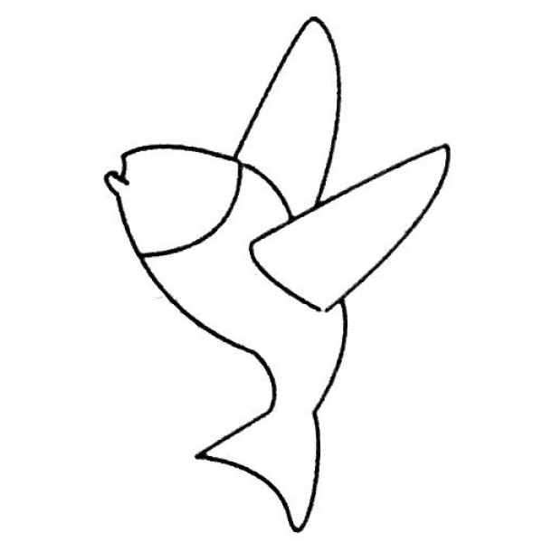 Complete collection of simple strokes of flying fish and drawing steps