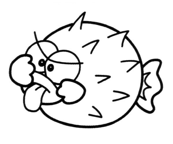 Naughty puffer fish simple strokes picture