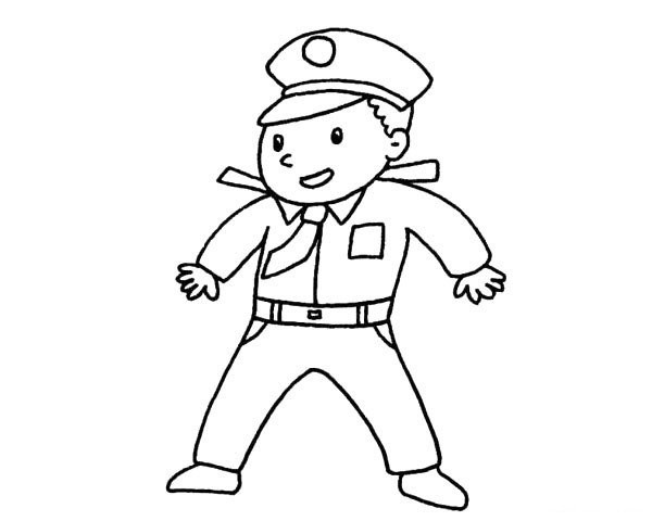 How to draw a police uncle with simple strokes