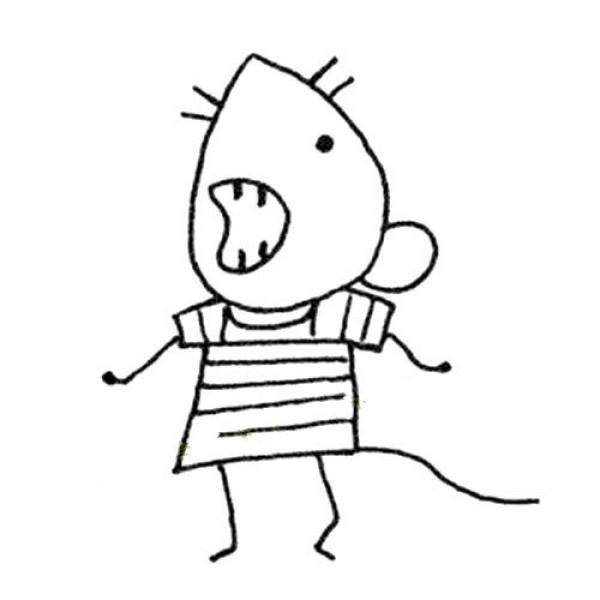 Surprised little mouse simple drawing picture