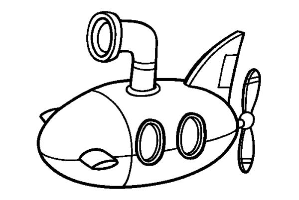 6 simple drawings of cartoon submarines