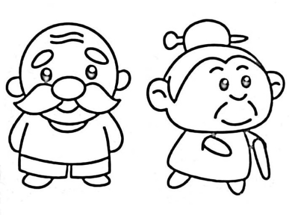 How to draw grandpa and grandma with simple strokes