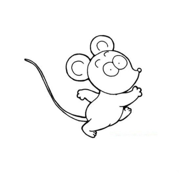 Childrens simple drawing of cute mouse