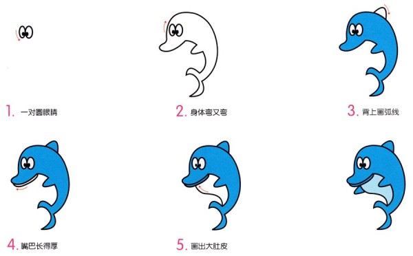 How to draw cute dolphins with simple strokes