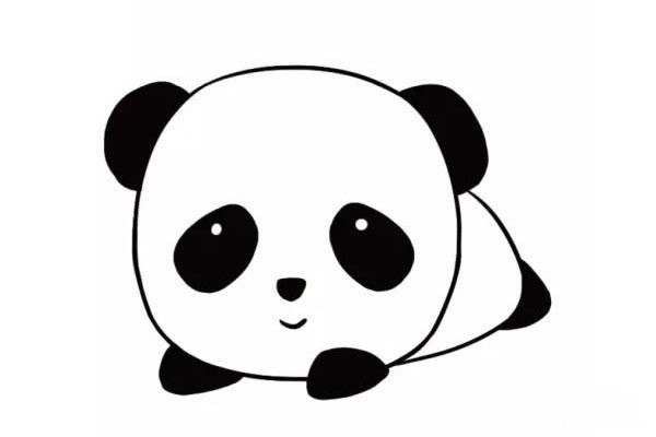 Three super kawaii simple drawings of giant pandas