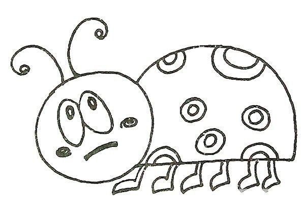 Childrens simple drawings Cute seven-star ladybug simple drawings