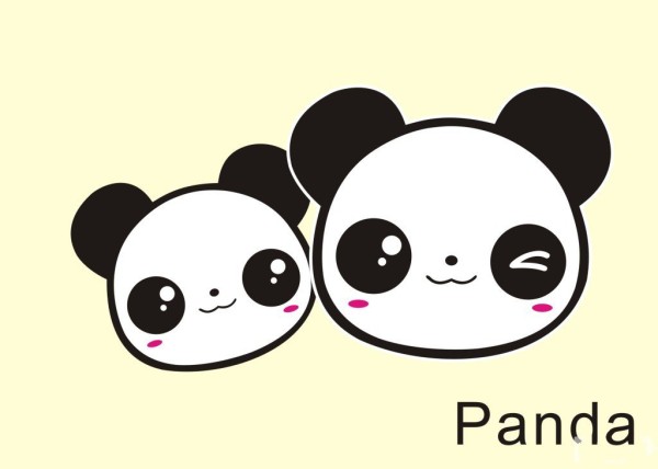 Simple drawing picture of a pair of giant pandas