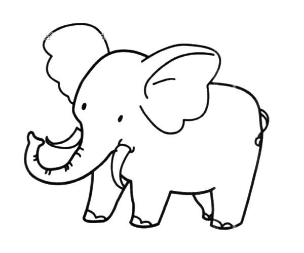 Cute baby elephant simple strokes