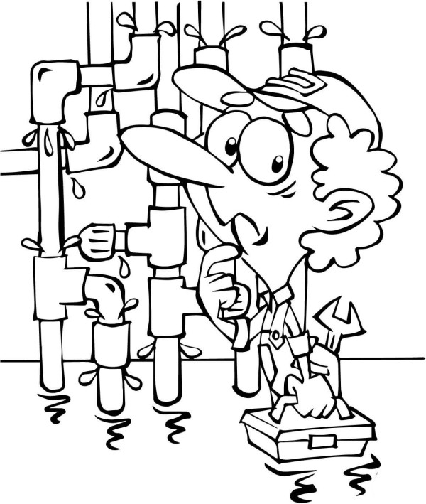 Plumber studying water pipes