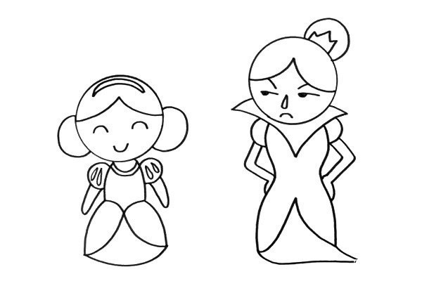 How to draw Snow White and the Queen