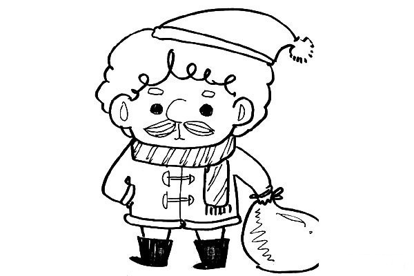 Cute simple drawing of Santa Claus that can be done with just one pen