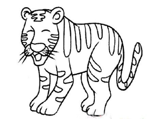 Simple drawing of small animals fighting against tigers