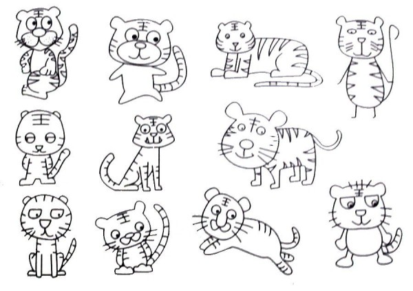 Tiger simple drawing examples and steps