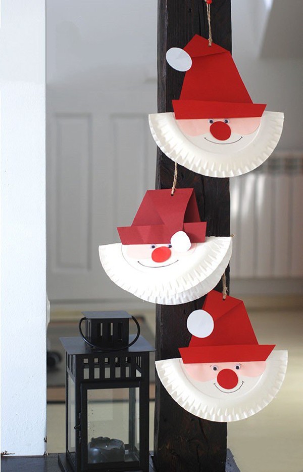 How to make Santa Claus Paper Plate Ornaments