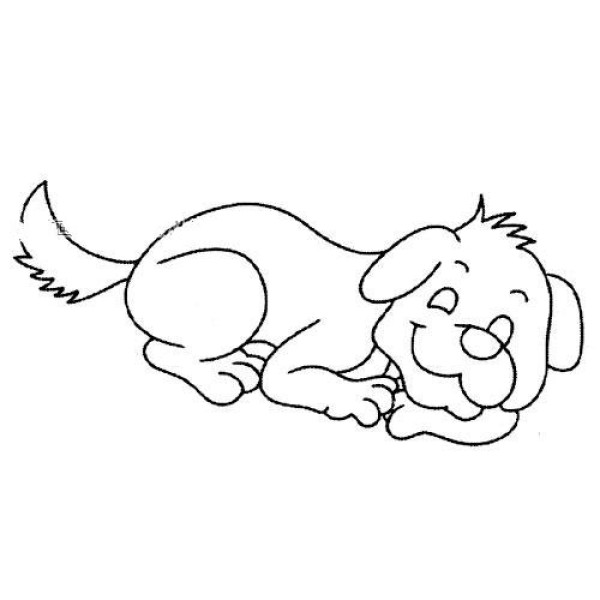 A set of simple drawings of cute cartoon puppies