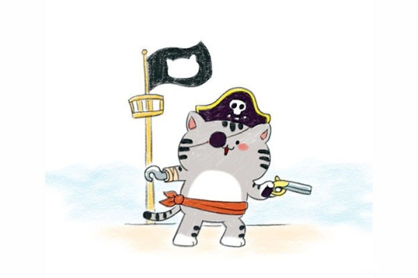 Pirate cat simple drawing tutorial