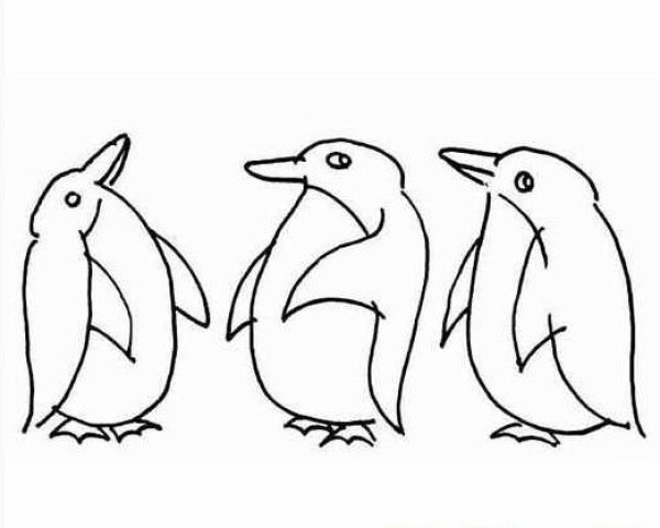 Childrens simple strokes of penguin