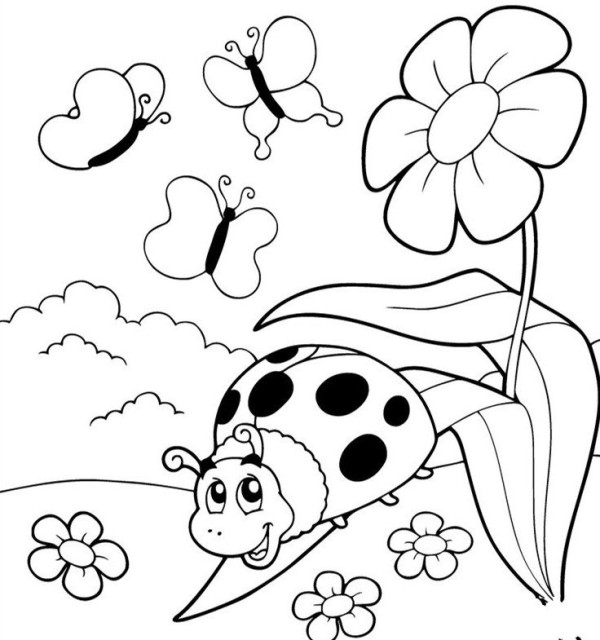 Seven-star ladybug simple drawing picture