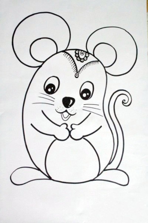 Simple drawing of little mouse with twelve zodiac signs