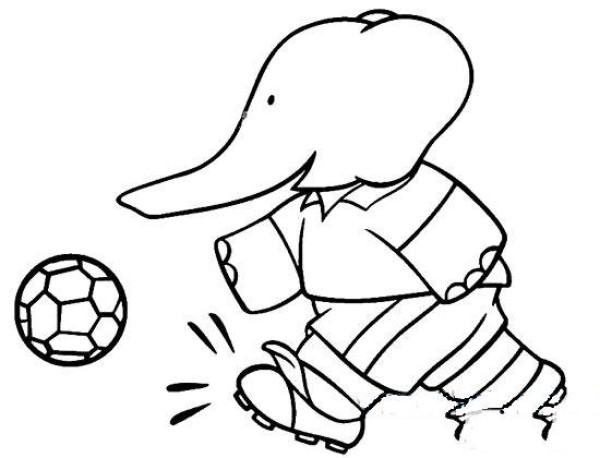 Elephant playing football