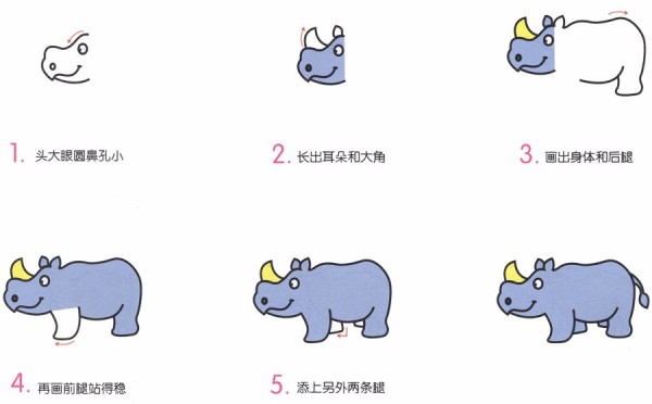 How to draw rhino in simple strokes