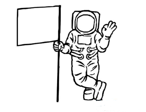 Simple drawing of astronaut flying in space