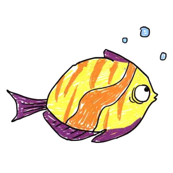 Fish swimming in water, a set of beautiful simple drawing pictures of small fish