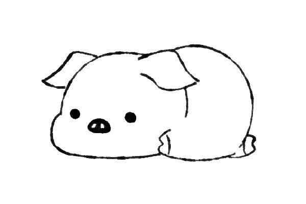 How to draw a pig lying on the ground