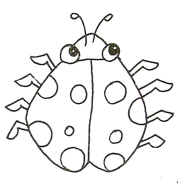 Childrens simple drawings Cute seven-star ladybug simple drawings